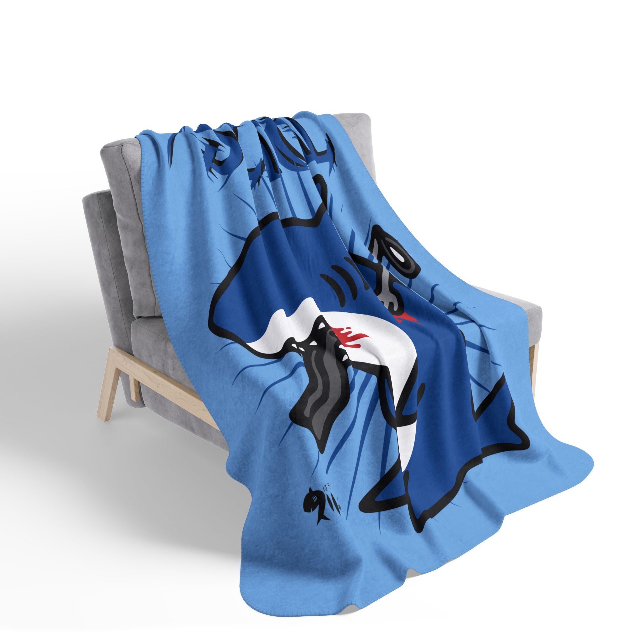 Slit Gill Blue  Fleece Sherpa Blanket